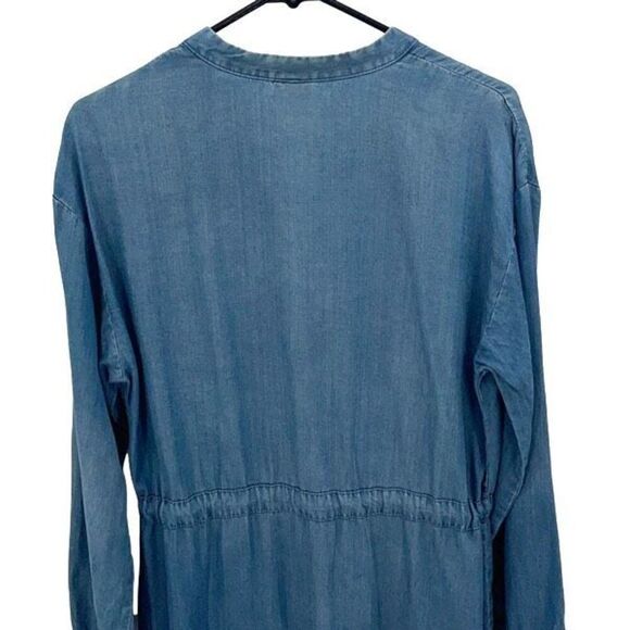A New Day Womens Button Front Chambray Drawstring Denim Dress Blue Medium NWT - Picture 4 of 10